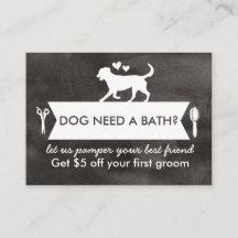 Chic Black Silhouter Dog Grooming Promo Card