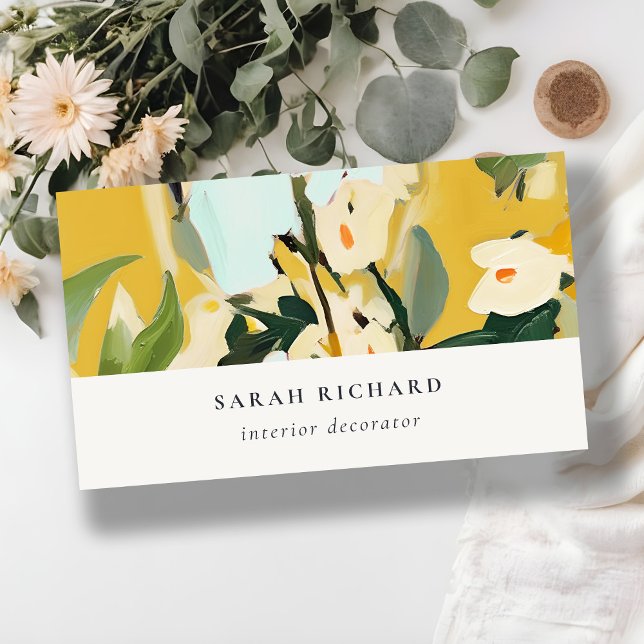 Cartão De Visita Chic Boho Amarelo Colorido Ochre Pintado (Criador carregado)