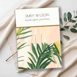 Cartão De Visita Chic Boho Blush Palm Tropical Verde Sai Cabelo