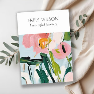 Cartão De Visita Chic Boho Colorido Azul Cor-de-rosa Pintado Ataque