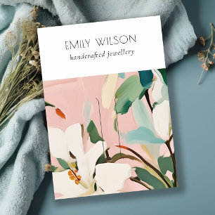 Cartão De Visita Chic Boho Colorido Teal Rosa Pintado Floral Haipin