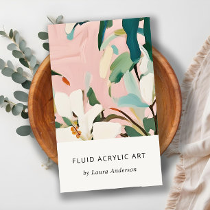 Cartão De Visita Chic Boho Cor-de-rosa Cor-de-rosa Verde Pintado Fl