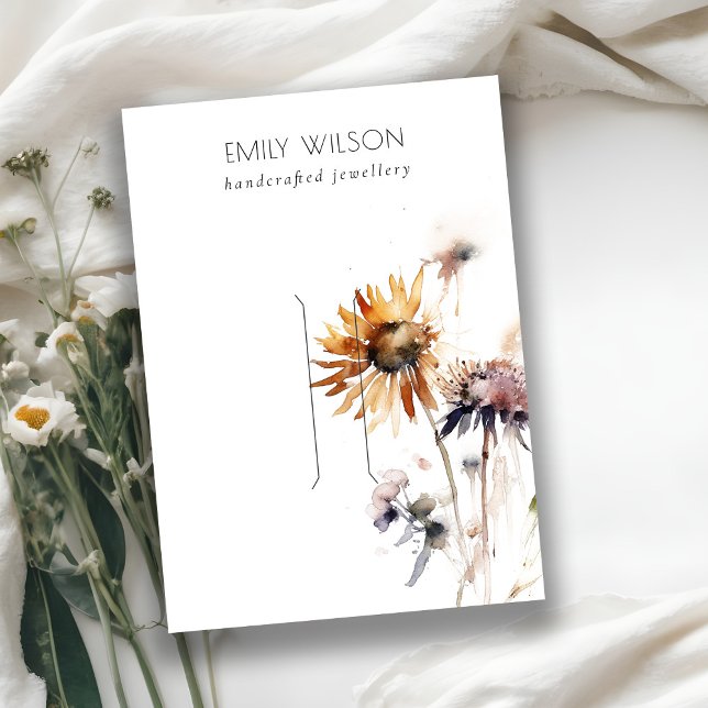 Cartão De Visita Chic Boho Dry Wildflower Hairpin Modelo (Criador carregado)