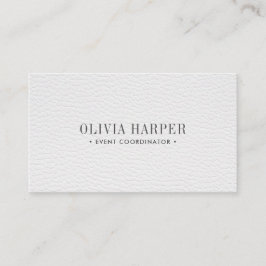 Cartão De Visita Chic Branco | Simples Peles De Couro Elegante