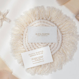 Cartão De Visita Chic Branco | Simples Peles De Couro Elegante