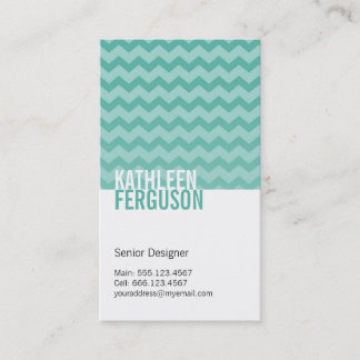 Cartão De Visita Chic chevron padrão teal azul de dois tons na moda
