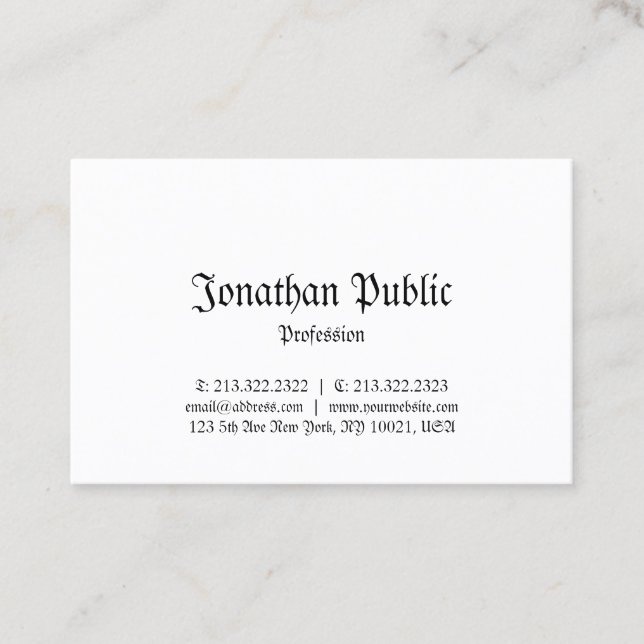 Cartão De Visita Chic De Olhar Clássico Elegante E Nostalgante (Frente)