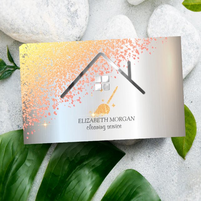 Cartão De Visita Chic Diamantes Broom Maid Clearing House (Criador carregado)