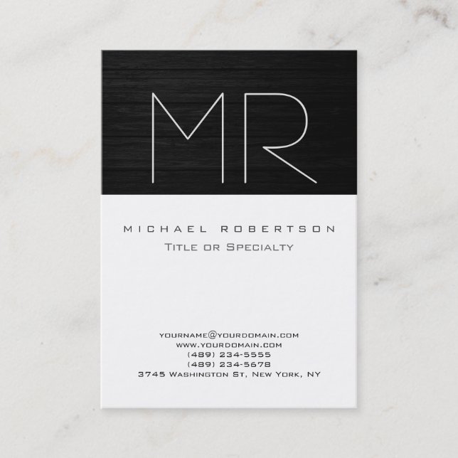 Cartão de visita Chic do Tamanho Branco Negro (Frente)