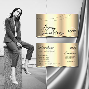 Cartão De Visita Chic Dourado de luxo com profissionais de logotipo