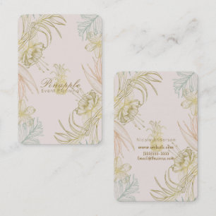 Cartão De Visita Chic Dourado Tropical Borracha  Elegante