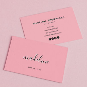 Cartão De Visita Chic Dusty Blush Pink com nome de caligrafia preto