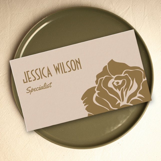Cartão De Visita Chic earthy beige pastel gold flower professional (Earthy beige pastel gold flower professional business card)