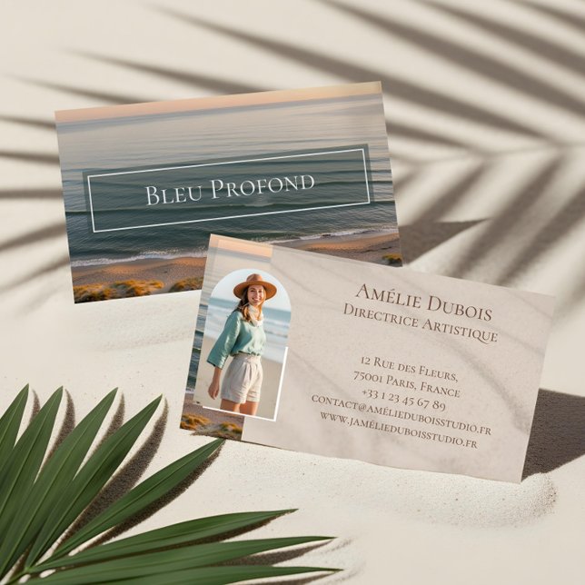 Cartão De Visita Chic Elegant Ocean Shoreline Luxury Feminine Photo (Chic Elegant Ocean Shoreline Luxury Feminine Photo Business Card)