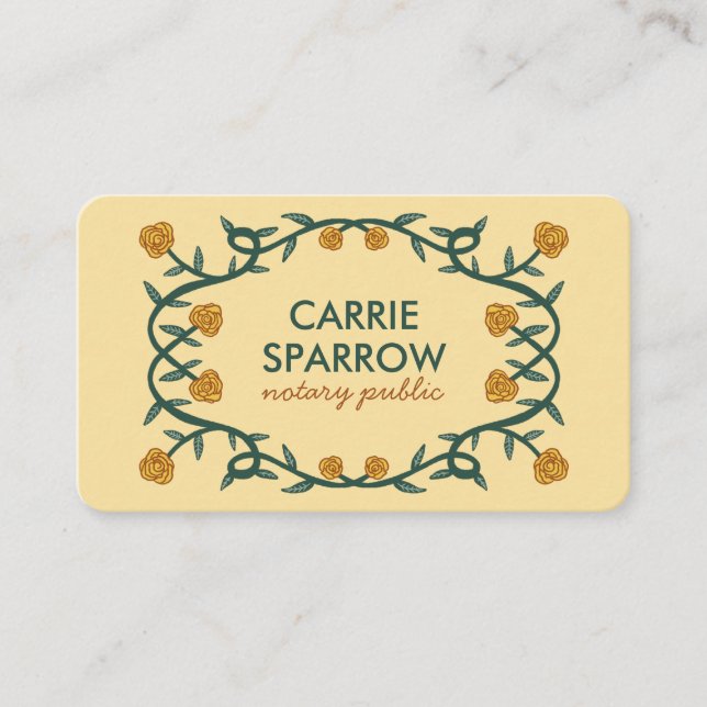 Cartão De Visita Chic Elegant Rosa Frame Floral Notícias Públicas (Frente)