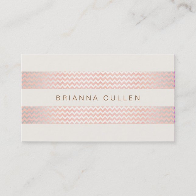 Cartão De Visita Chic Elegante Chevron-Pink-Pêssego em Lata (Frente)
