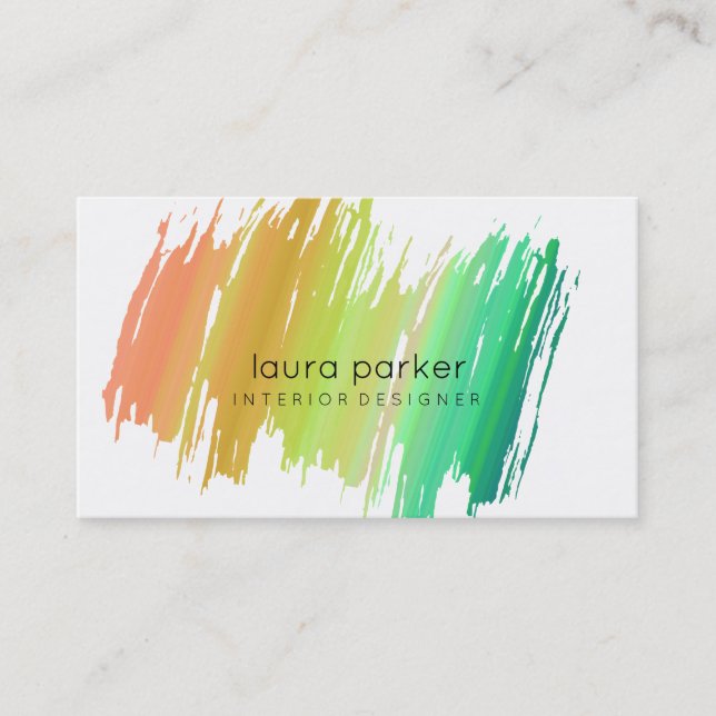 Cartão De Visita Chic Elegante de Abstrato de Splatter de Aquarela (Frente)