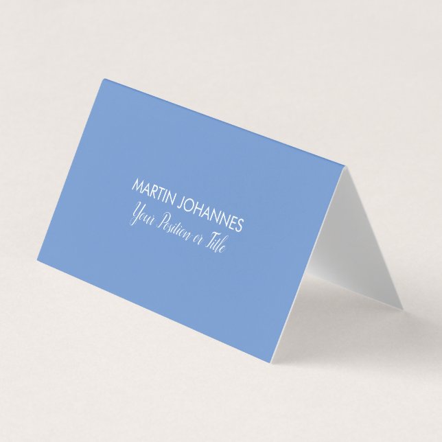 Cartão De Visita Chic Elegante Mínimo Azul-Na moda (Frente)