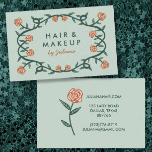 Cartão De Visita Chic Elegante Rosa Moldura Floral Rosa