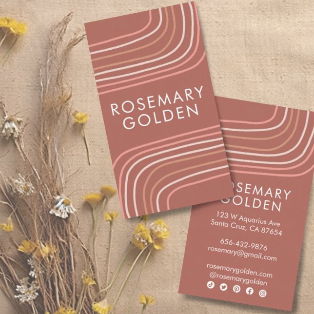 Cartão De Visita Chic Elegante Simples e Simples Linhas Neutrais Mí (Criador carregado)