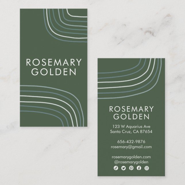 Cartão De Visita Chic Elegante Simples e Simples Linhas Neutrais Mí (Frente/Verso)