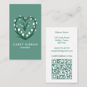 Cartão De Visita Chic Elegante Snowdrop Lily Linha Desenho QR PERSO