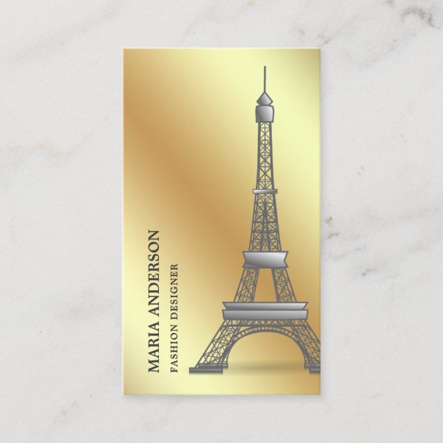 Cartão De Visita Chic Faux Gold Foil Paris Torre Eiffel (Frente)
