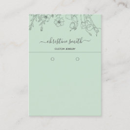 Cartão De Visita Chic Floral Light Teal Botanical Earration Card