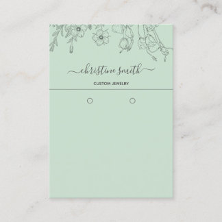Cartão De Visita Chic Floral Light Teal Botanical Earration Card
