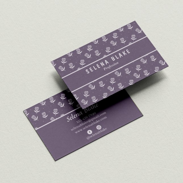 Cartão De Visita Chic Floral Sofisticado | Elegante Moderno (Criador carregado)