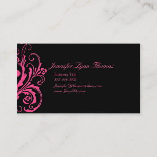 Cartão De Visita Chic Flourado, Rosa e Preto