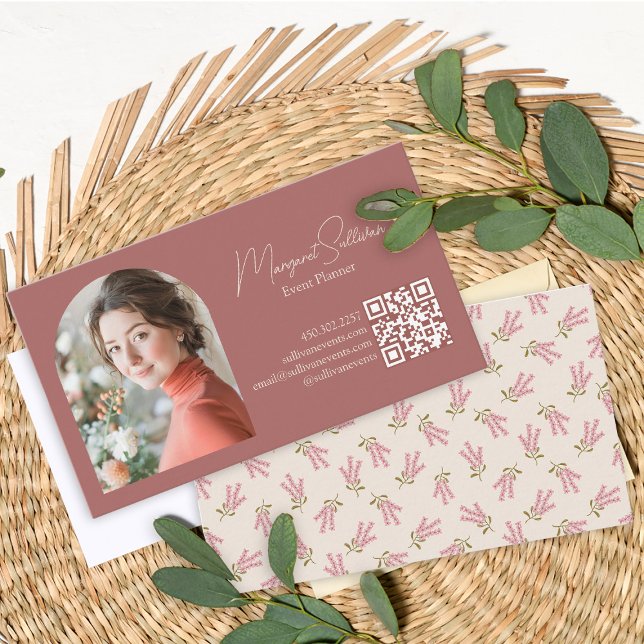 Cartão De Visita Chic Flowers - Código QR Mínimo Simples Elegante (Criador carregado)