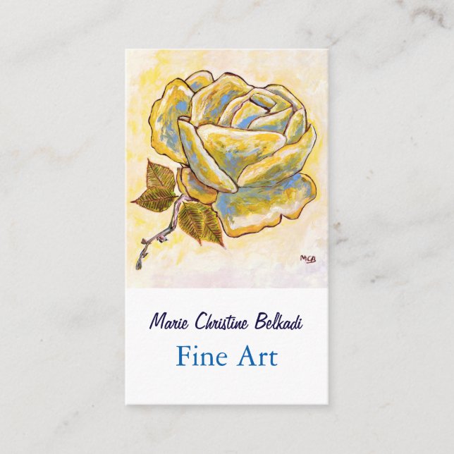 Cartão De Visita Chic francês de Rosa bege amarelo elegante (Frente)