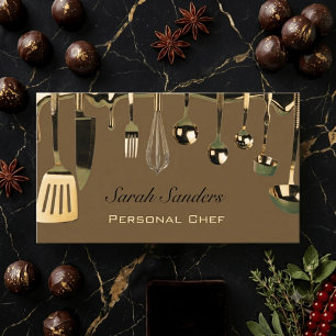Cartão De Visita Chic glam Chef Pessoal Catering Dourado
