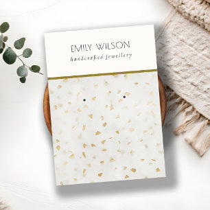 Cartão De Visita Chic Ivory Dourado Terrazzo Marble Texture Earrand
