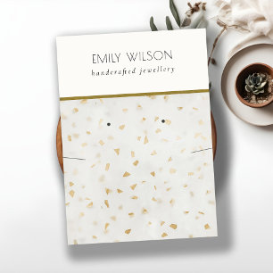 Cartão De Visita Chic Ivory Dourado Terrazzo Texture Necklace Earra