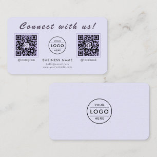 Cartão De Visita Chic Lavender Código QR Duplo Multi Social
