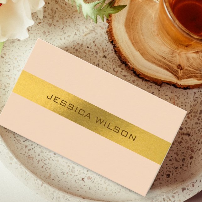 Cartão De Visita Chic light orange pastel gold frame business card (Chic light orange pastel gold frame business card)
