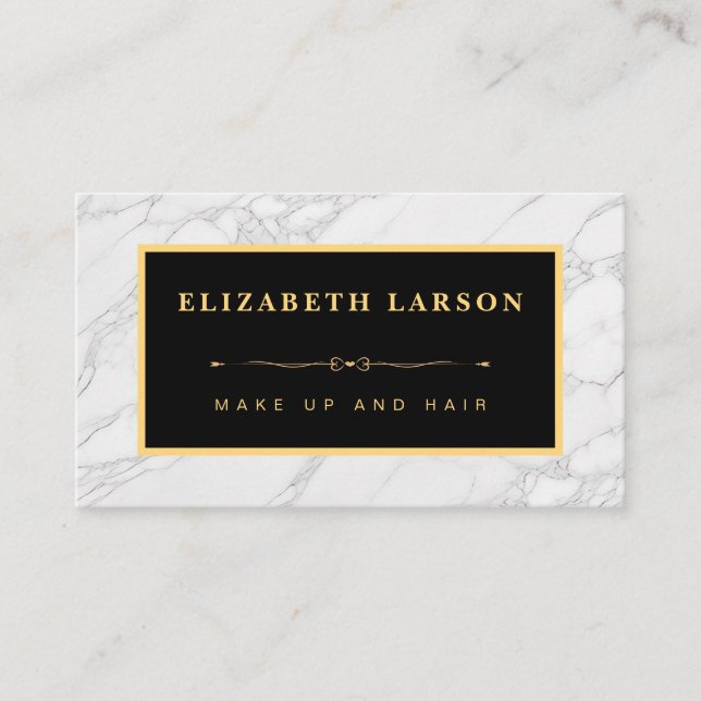 Cartão De Visita Chic Makeup Silver Marble Artist Hair Salon (Frente)