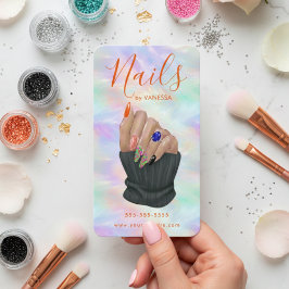 Cartão De Visita Chic Manicurist Artist Nail Studio Stylish Opal