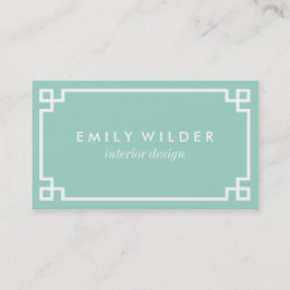 Cartão De Visita Chic Mint Green e White Gregory Key
