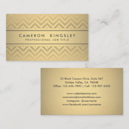 Cartão De Visita Chic Modern Chevron Black and Faux Gold Foil