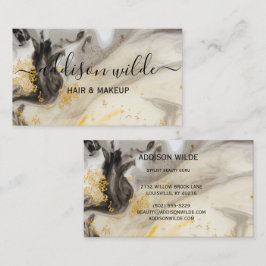 Cartão De Visita Chic Moderna do Marble Moderno Elegante Dourado