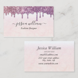 Cartão De Visita Chic Moderno de Agitação Cinzenta Rosa Esmagada El