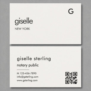 Cartão De Visita Chic Notary Public Luxury Código QR Monograma