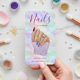 Cartão De Visita Chic Opal Manicurist Artist Stylish Nail Studio