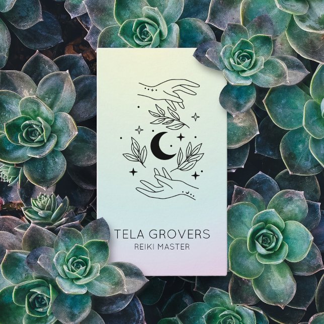 Cartão De Visita Chic Pastel Ombre Reiki Mão Chakra Healer (Criador carregado)