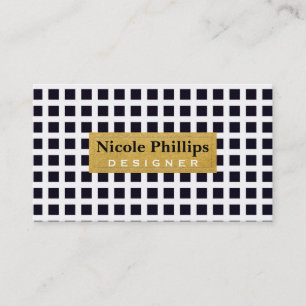 Cartão de Visita Chic Preto e Branco & Dourado