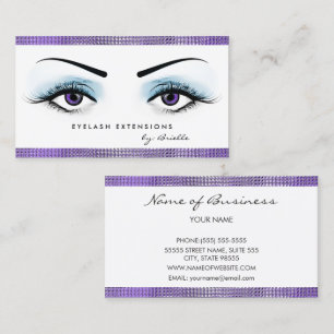 Cartão De Visita Chic Purple Eyes Girly Eyelash Extensões Boutique