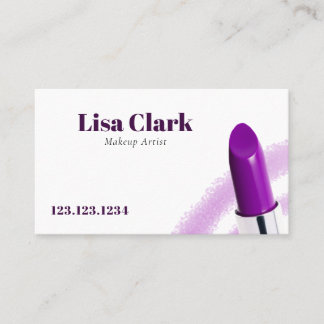 Cartão De Visita Chic Purple Shiny Lipstick Beauty Makeup Artist